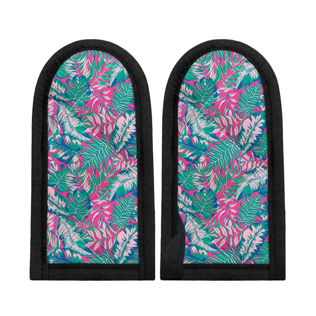 Teal Pink Blossom Tropical Pattern Print Skillet Handle Cover