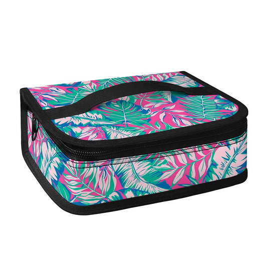 Teal Pink Blossom Tropical Pattern Print Small Lunch Bag