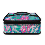 Teal Pink Blossom Tropical Pattern Print Small Lunch Bag