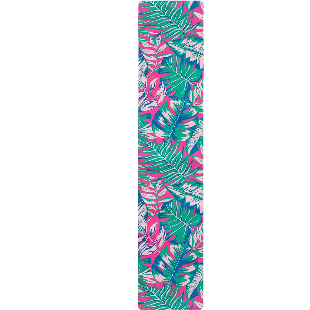 Teal Pink Blossom Tropical Pattern Print Table Runner