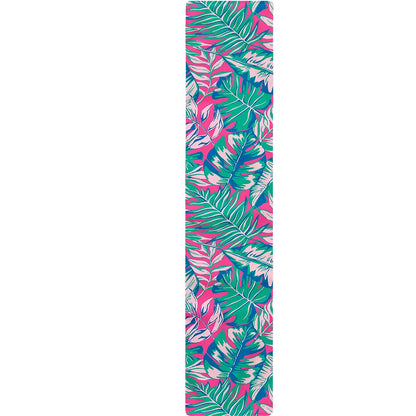 Teal Pink Blossom Tropical Pattern Print Table Runner