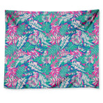 Teal Pink Blossom Tropical Pattern Print Tapestry