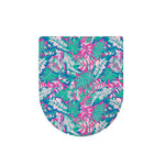 Teal Pink Blossom Tropical Pattern Print Toilet Lid Cover