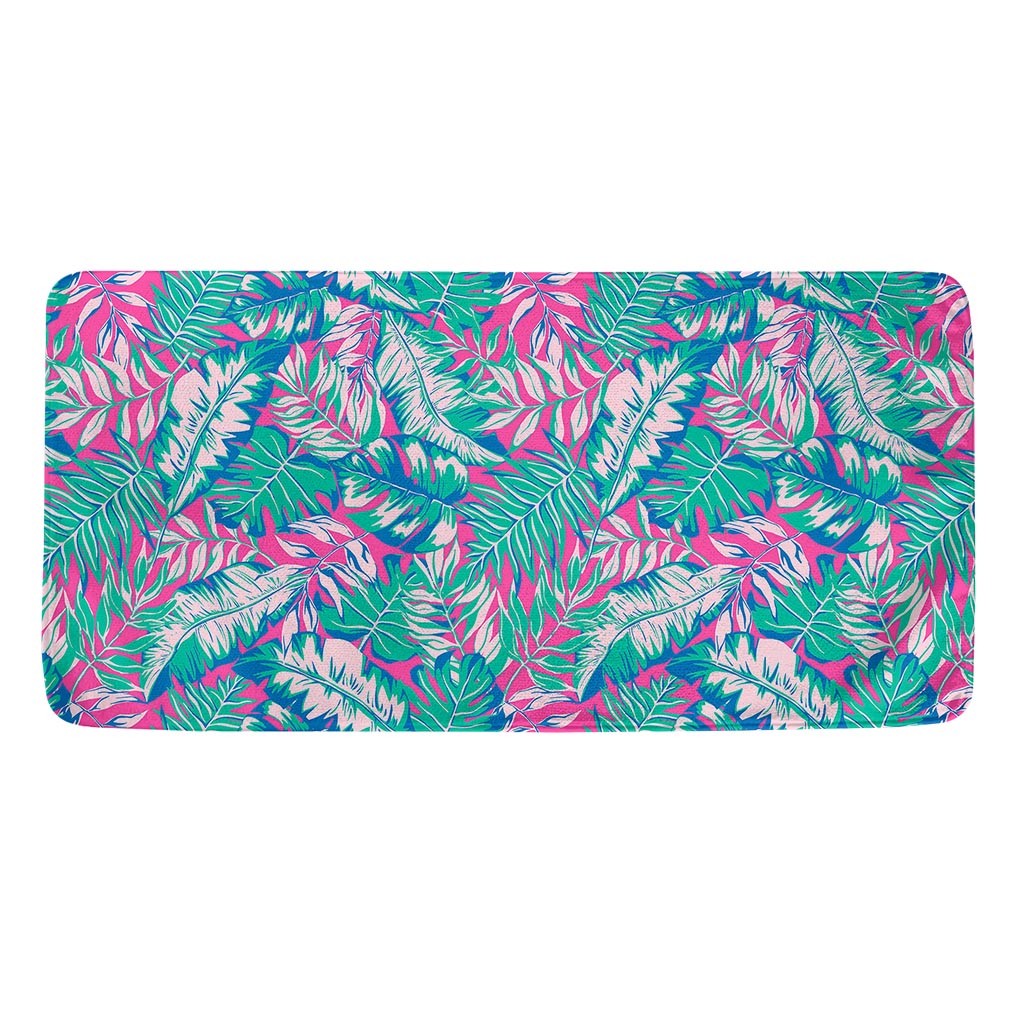 Teal Pink Blossom Tropical Pattern Print Towel