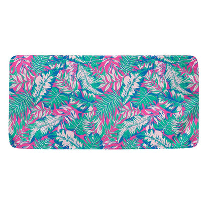 Teal Pink Blossom Tropical Pattern Print Towel