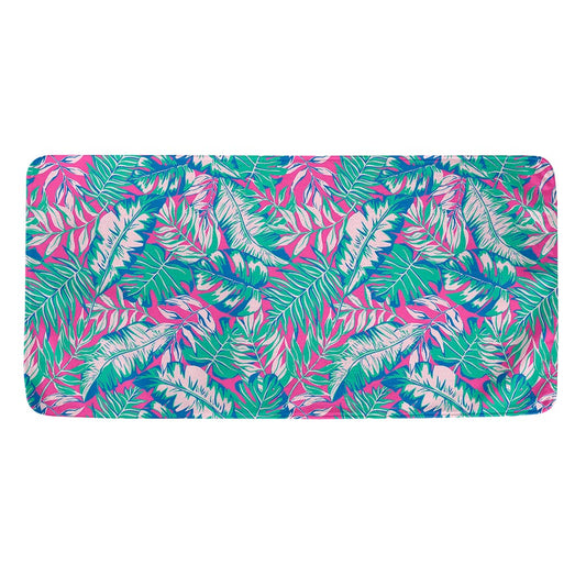 Teal Pink Blossom Tropical Pattern Print Towel