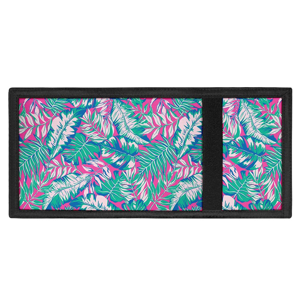 Teal Pink Blossom Tropical Pattern Print Trifold Wallet