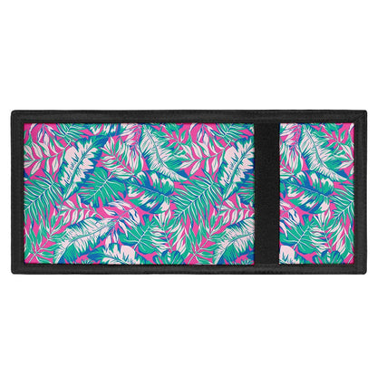 Teal Pink Blossom Tropical Pattern Print Trifold Wallet