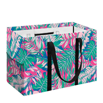 Teal Pink Blossom Tropical Pattern Print Utility Tote Bag