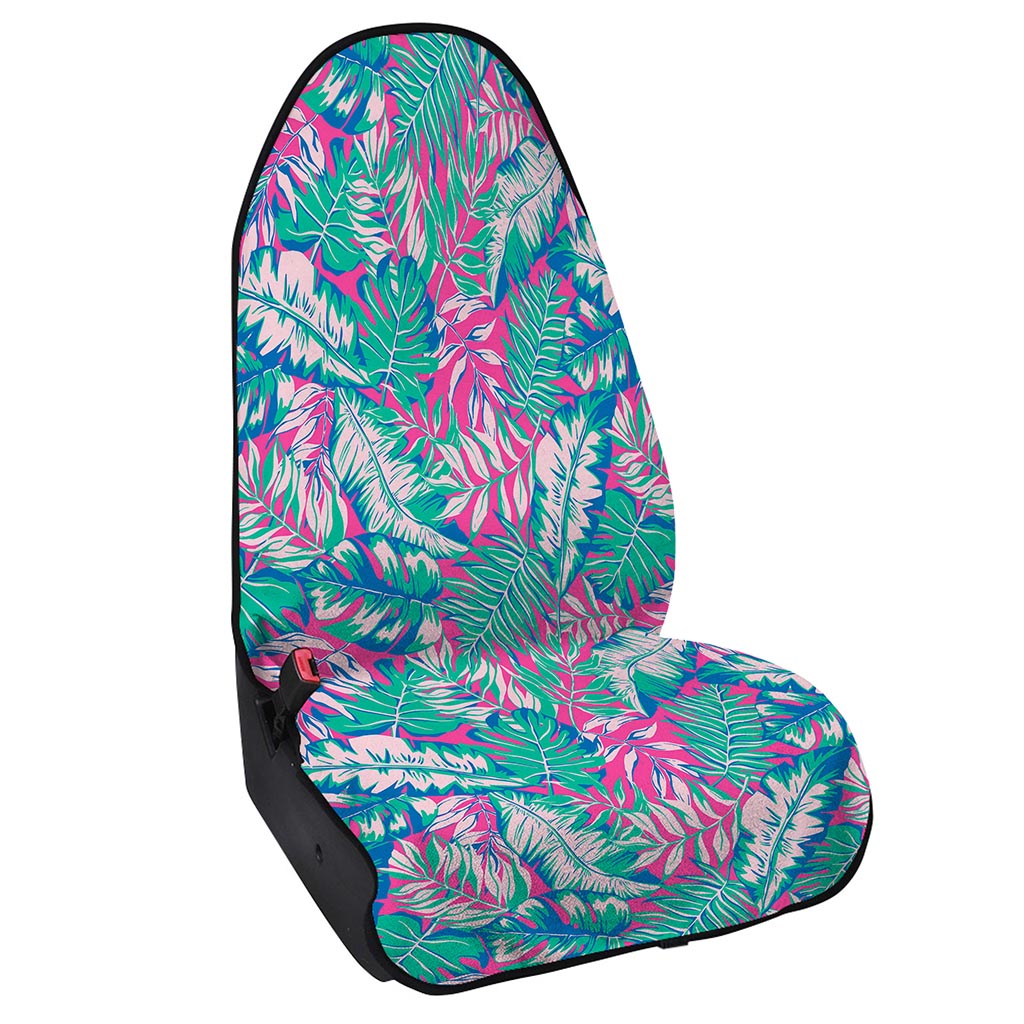 Teal Pink Blossom Tropical Pattern Print Waterproof Car Seat Cover
