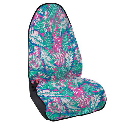 Teal Pink Blossom Tropical Pattern Print Waterproof Car Seat Cover