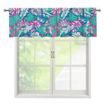 Teal Pink Blossom Tropical Pattern Print Window Valance