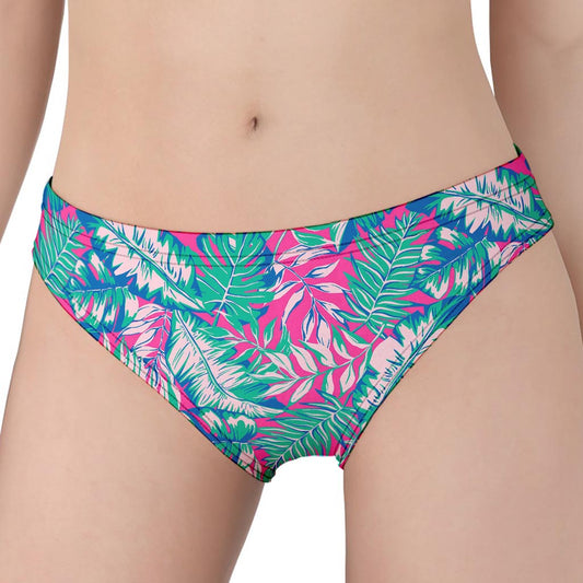 Teal Pink Blossom Tropical Pattern Print Women's Panties