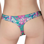 Teal Pink Blossom Tropical Pattern Print Women's Thong