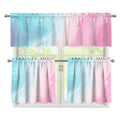 Teal Pink Liquid Marble Print 3 Piece Kitchen Curtains