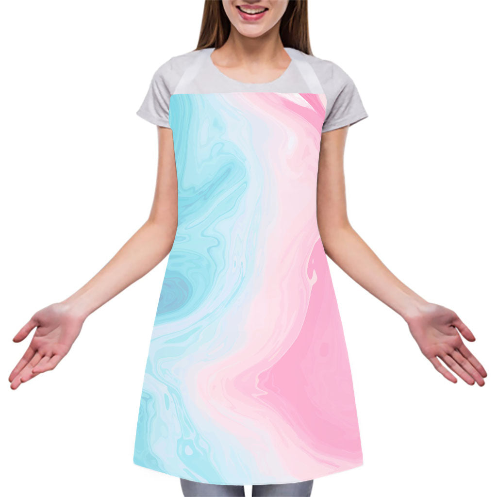 Teal Pink Liquid Marble Print Adjustable Apron
