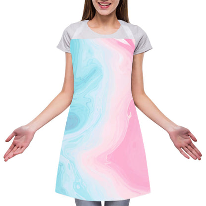Teal Pink Liquid Marble Print Adjustable Apron