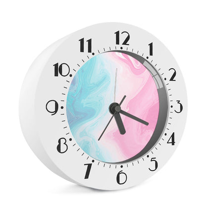 Teal Pink Liquid Marble Print Alarm Clock
