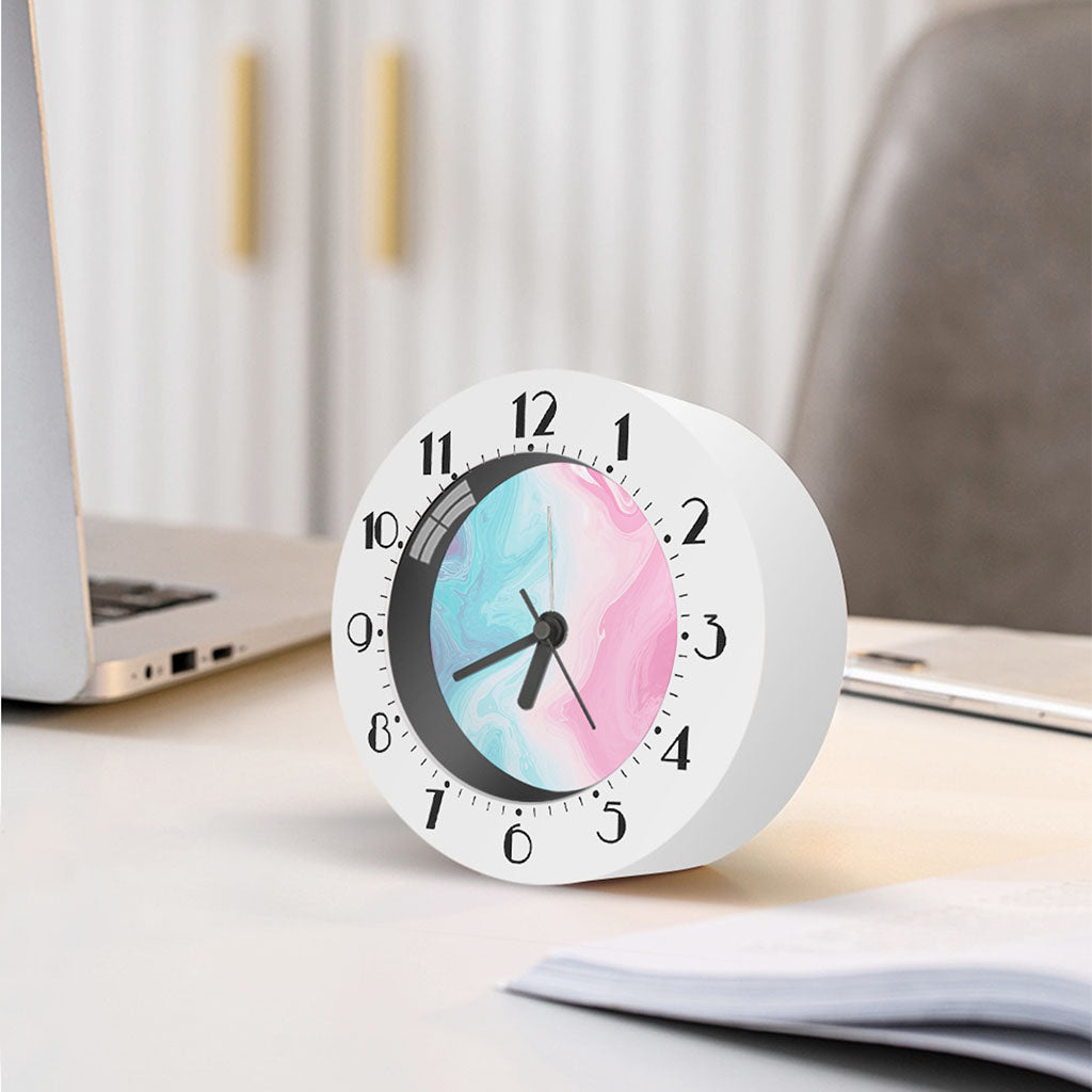 Teal Pink Liquid Marble Print Alarm Clock