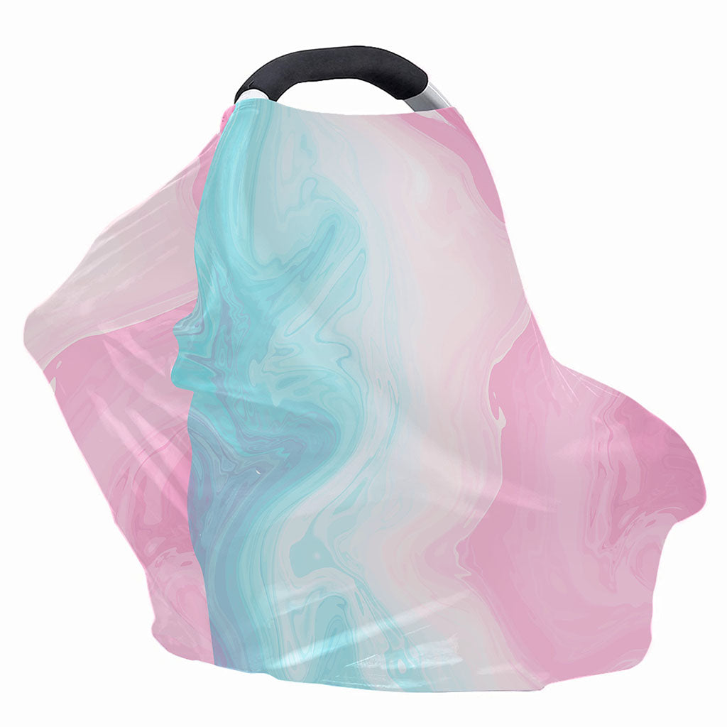 Teal Pink Liquid Marble Print Baby Seat Cover