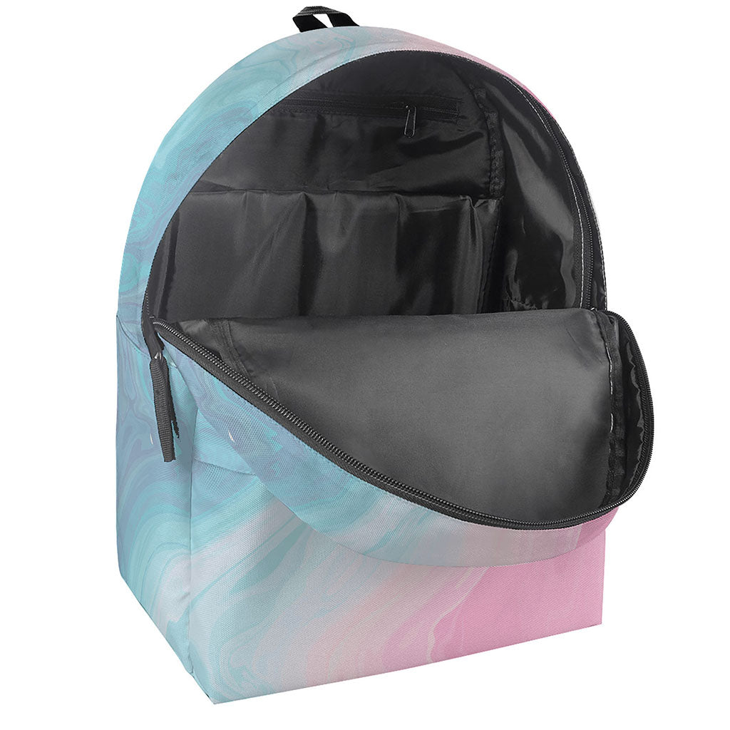 Teal Pink Liquid Marble Print Backpack