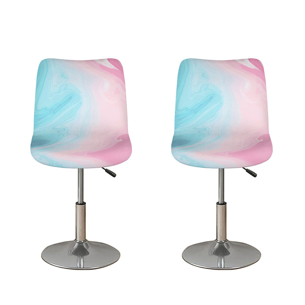 Teal Pink Liquid Marble Print Bar Stool Covers