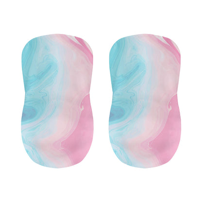 Teal Pink Liquid Marble Print Bar Stool Covers