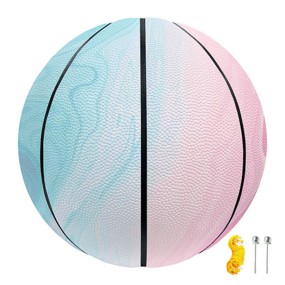 Teal Pink Liquid Marble Print Basketball