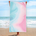Teal Pink Liquid Marble Print Beach Towel