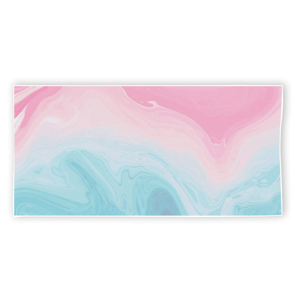 Teal Pink Liquid Marble Print Beach Towel
