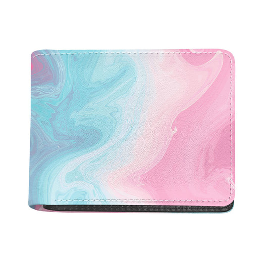 Teal Pink Liquid Marble Print Bifold Wallet