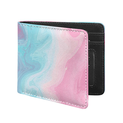 Teal Pink Liquid Marble Print Bifold Wallet