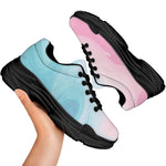 Teal Pink Liquid Marble Print Black Chunky Shoes