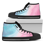 Teal Pink Liquid Marble Print Black High Top Sneakers