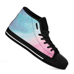 Teal Pink Liquid Marble Print Black High Top Sneakers