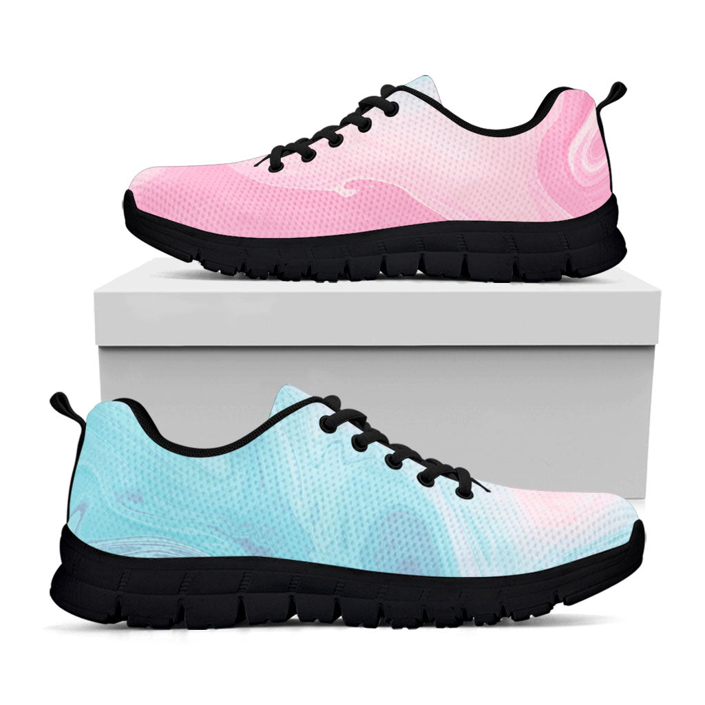 Teal Pink Liquid Marble Print Black Running Shoes