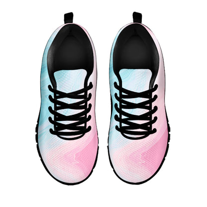Teal Pink Liquid Marble Print Black Running Shoes