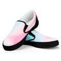 Teal Pink Liquid Marble Print Black Slip On Sneakers