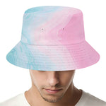 Teal Pink Liquid Marble Print Bucket Hat