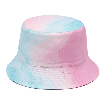 Teal Pink Liquid Marble Print Bucket Hat