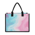 Teal Pink Liquid Marble Print Canvas Tote Bag