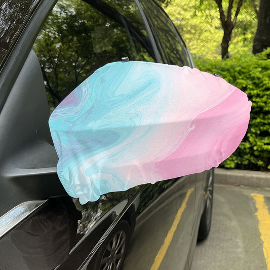 Teal Pink Liquid Marble Print Car Side Mirror Covers