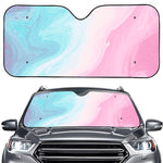 Teal Pink Liquid Marble Print Car Windshield Sun Shade
