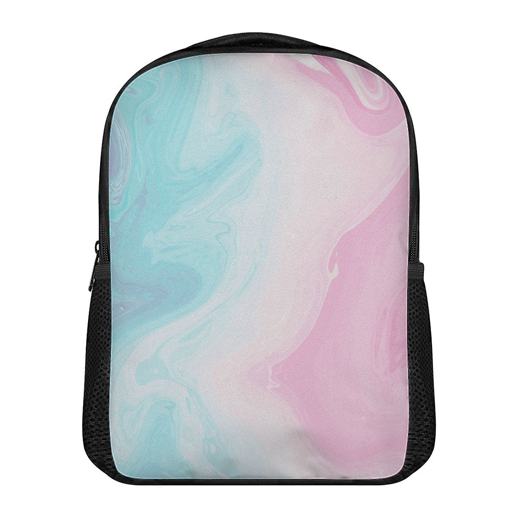 Teal Pink Liquid Marble Print Casual Backpack