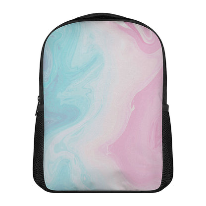 Teal Pink Liquid Marble Print Casual Backpack