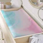 Teal Pink Liquid Marble Print Changing Pad Cover