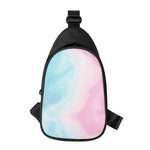 Teal Pink Liquid Marble Print Chest Bag