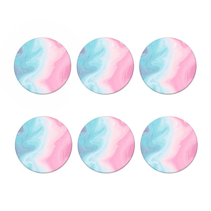 Teal Pink Liquid Marble Print Coaster Set