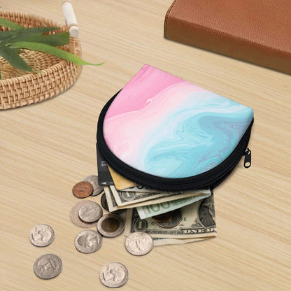 Teal Pink Liquid Marble Print Coin Purse