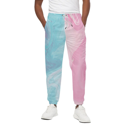 Teal Pink Liquid Marble Print Cotton Pants